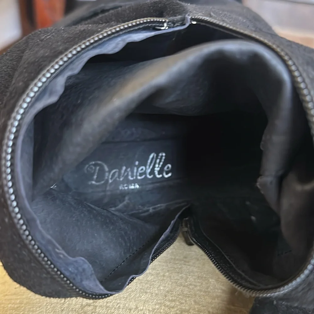 Danielle Italian Suede Over the Knee Flat Riding Boots Black, Size EU40  US 9.5